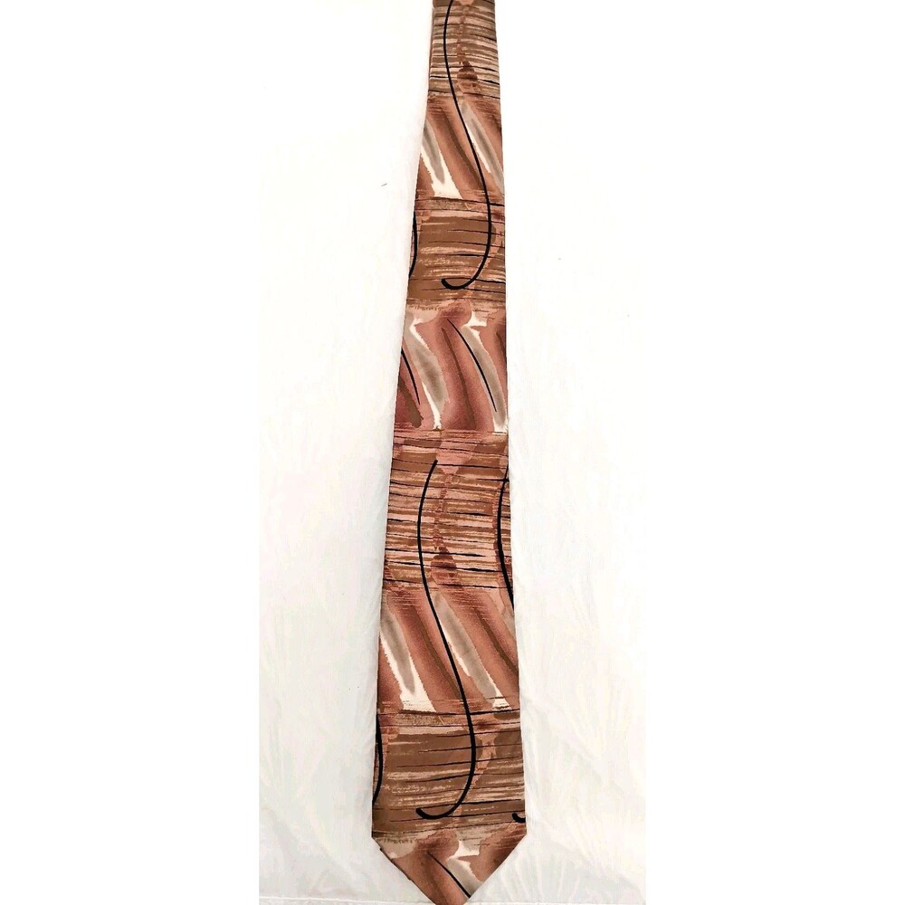 J. Garcia 100% Silk Tie Brown Abstract Art Print Neck Tie Jerry Garcia 2008